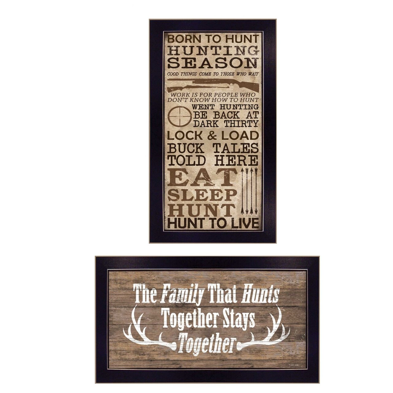 Edge Collections - 11x20 - Brown - Dee Dee Printed Wall Art Black Frame Hunting Season Collection - 2 Piece